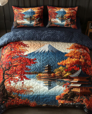 Zen Mountain Peace 3-Piece Quilted Bedding Set Comforter Cover Bedding Set Soft Duvet Cover Set Cozy Bedding Set Comforter Sets
