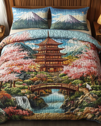 Zen Harmony 3-Piece Quilted Bedding Set Comforter Cover Bedding Set Soft Duvet Cover Set Cozy Bedding Set Comforter Sets