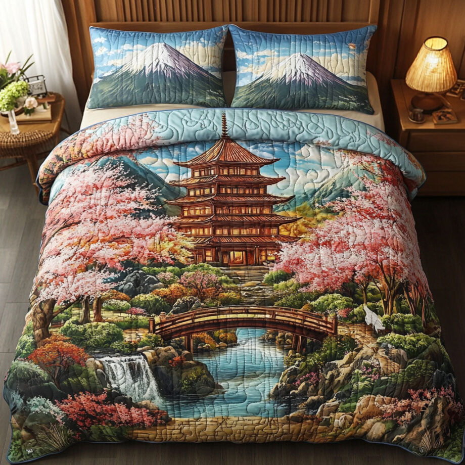 Zen Harmony 3-Piece Quilted Bedding Set Comforter Cover Bedding Set Soft Duvet Cover Set Cozy Bedding Set Comforter Sets