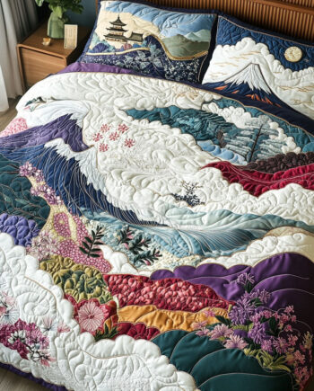 Zen Garden Harmony 3-Piece Quilted Bedding Set Comforter Cover Bedding Set Soft Duvet Cover Set Cozy Bedding Set Comforter Sets