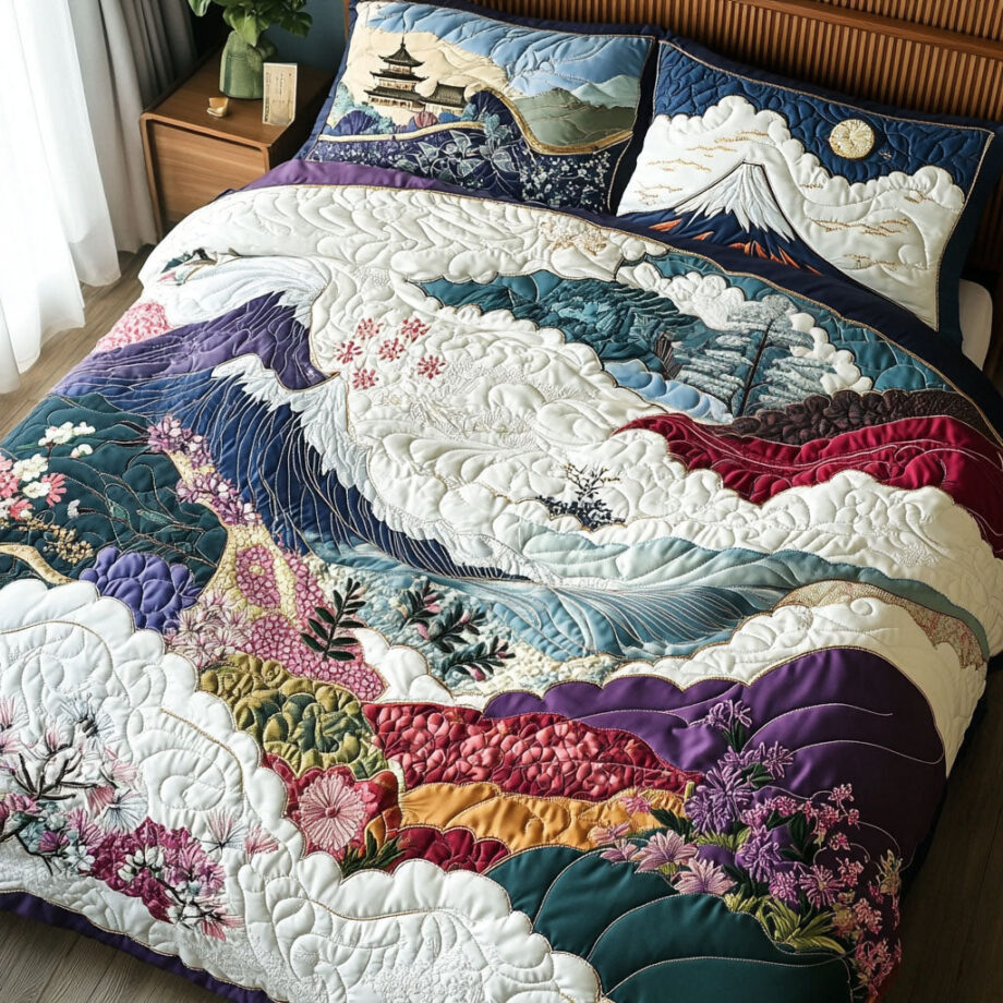Zen Garden Harmony 3-Piece Quilted Bedding Set Comforter Cover Bedding Set Soft Duvet Cover Set Cozy Bedding Set Comforter Sets