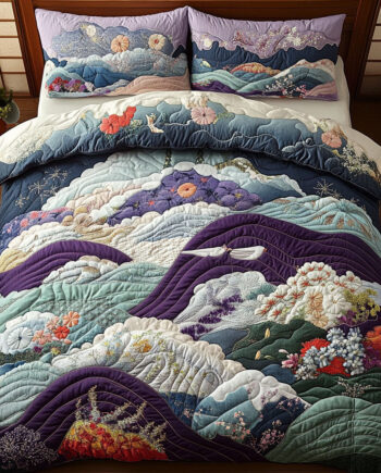 Zen Garden Flow 3-Piece Quilted Bedding Set Comforter Cover Bedding Set Soft Duvet Cover Set Cozy Bedding Set Comforter Sets