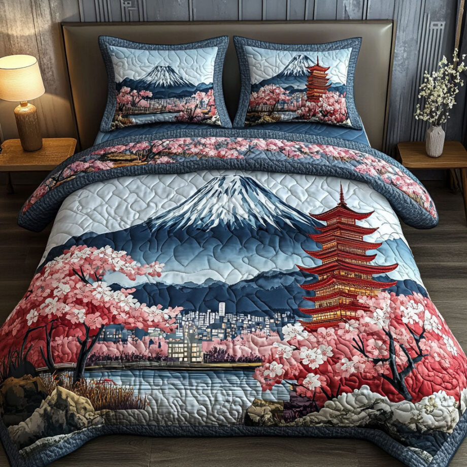 Zen Garden 3-Piece Quilted Bedding Set Comforter Cover Bedding Set Soft Duvet Cover Set Cozy Bedding Set Comforter Sets