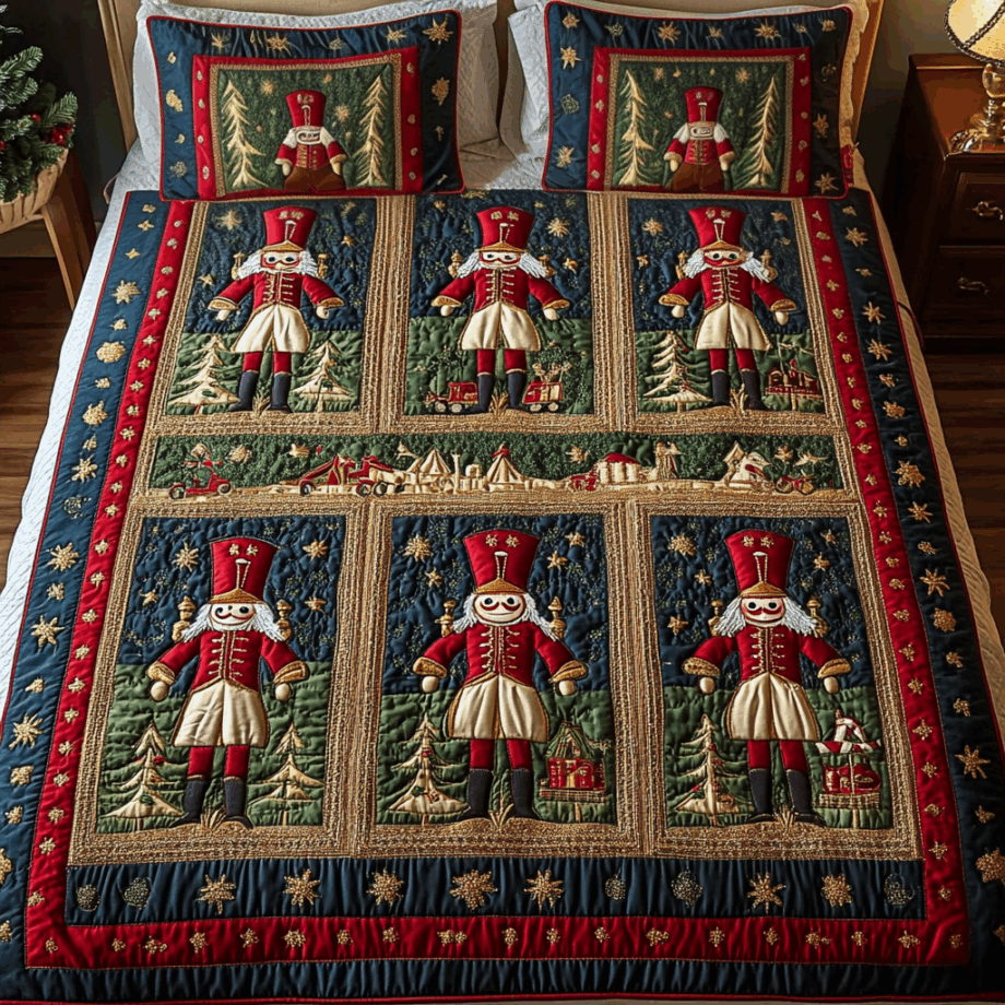 Yuletide Watch 3-Piece Quilted Bedding Set Comforter Cover Bedding Set Soft Duvet Cover Set Cozy Bedding Set Comforter Sets