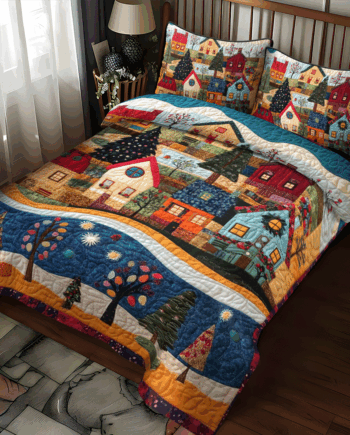 Yuletide Warmth 3-Piece Quilted Bedding Set Comforter Cover Bedding Set Soft Duvet Cover Set Cozy Bedding Set Comforter Sets