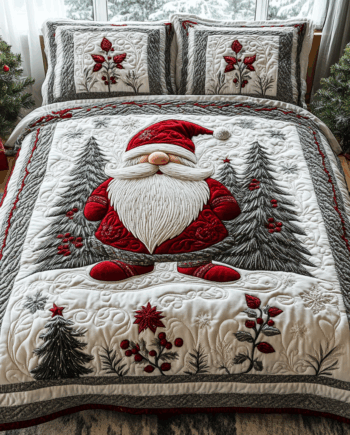 Yuletide Serenity 3-Piece Quilted Bedding Set Comforter Cover Bedding Set Soft Duvet Cover Set Cozy Bedding Set Comforter Sets