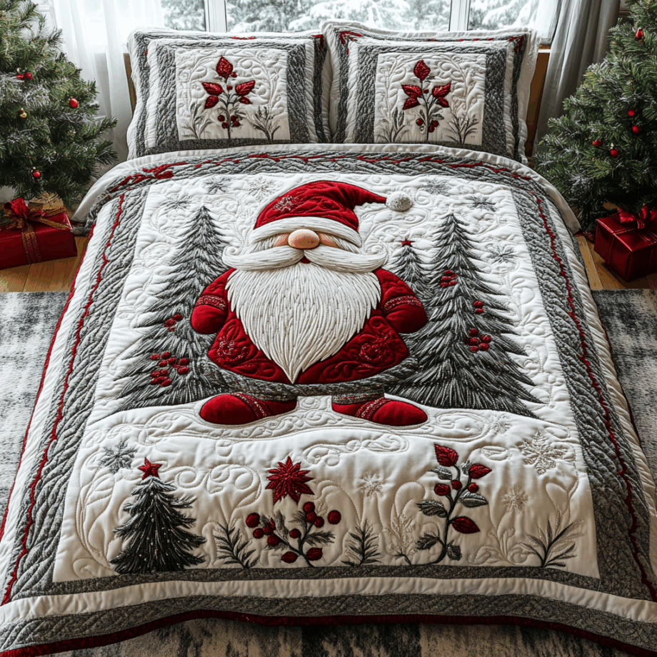 Yuletide Serenity 3-Piece Quilted Bedding Set Comforter Cover Bedding Set Soft Duvet Cover Set Cozy Bedding Set Comforter Sets