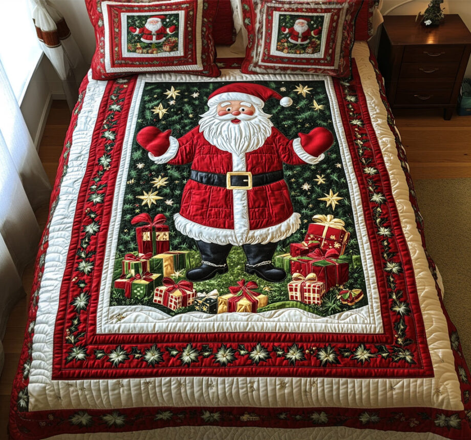 Yuletide Rest 3-Piece Quilted Bedding Set Comforter Cover Bedding Set Soft Duvet Cover Set Cozy Bedding Set Comforter Sets