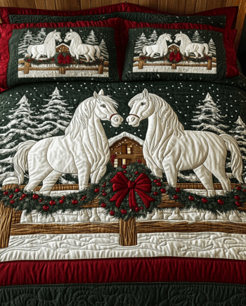 Yuletide Pair 3-Piece Quilted Bedding Set Comforter Cover Bedding Set Soft Duvet Cover Set Cozy Bedding Set Comforter Sets